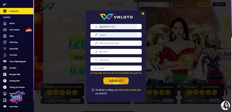 Hoàn Tất Đăng Ký Vnloto Sau Khi Thông Tin Cung Cấp Chính Xác Các Thông Tin